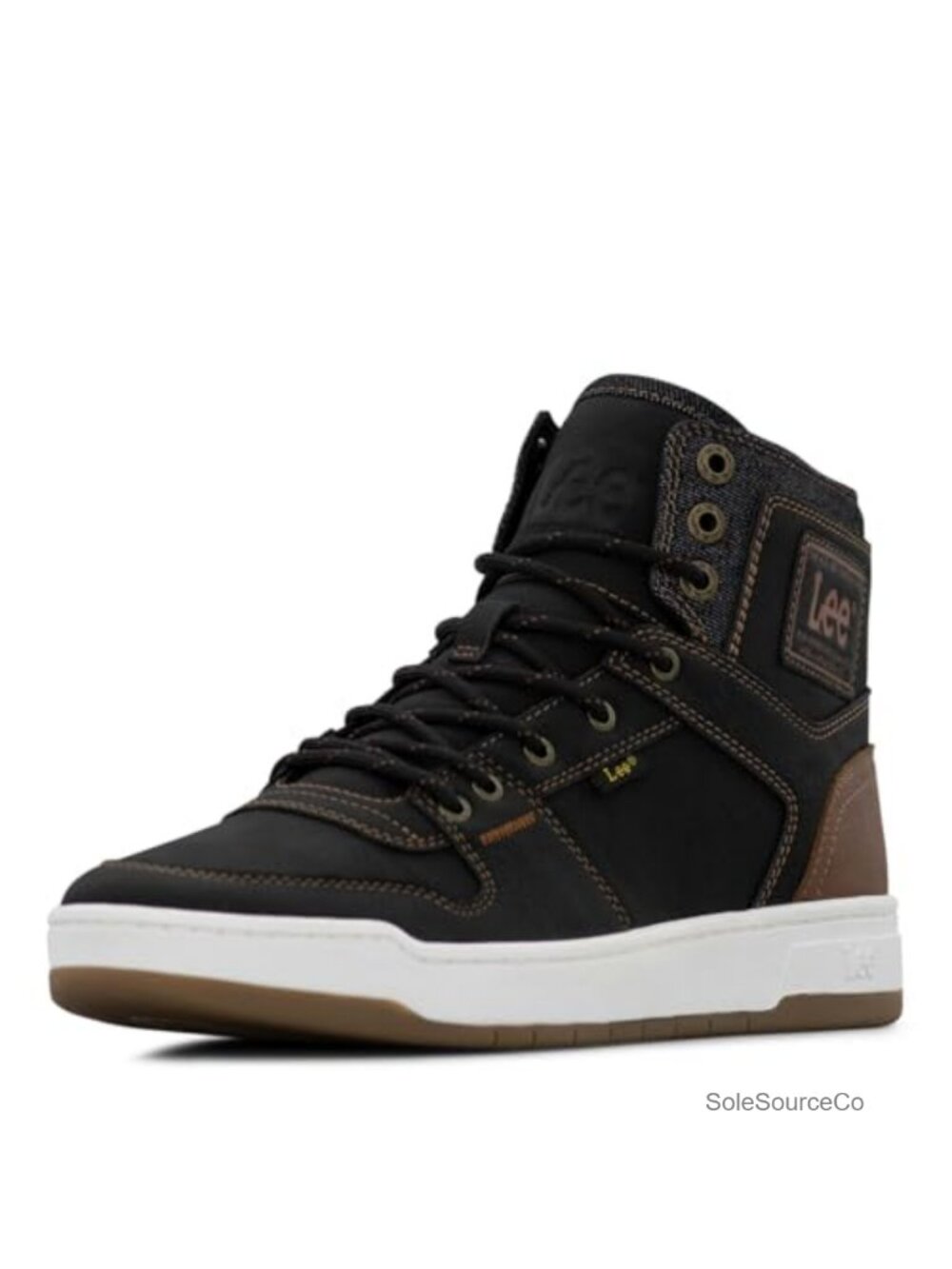 Men's Retro High-Top Sneaker Faux Leather Denim Cap Toe